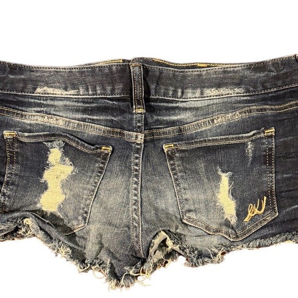 COPY - Express Women’s Distressed Cutoff Blue Denim Cutoff Shorts Size 2 Denim … - Picture 2 of 3